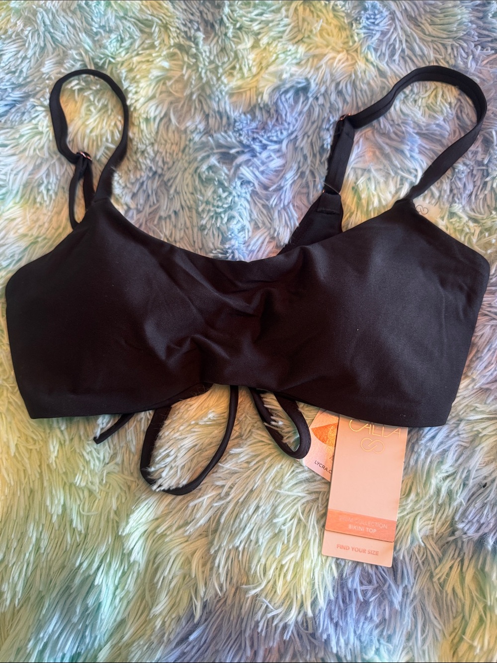 CALIA by Carrie Underwood Black Tie-Back Bikini Top